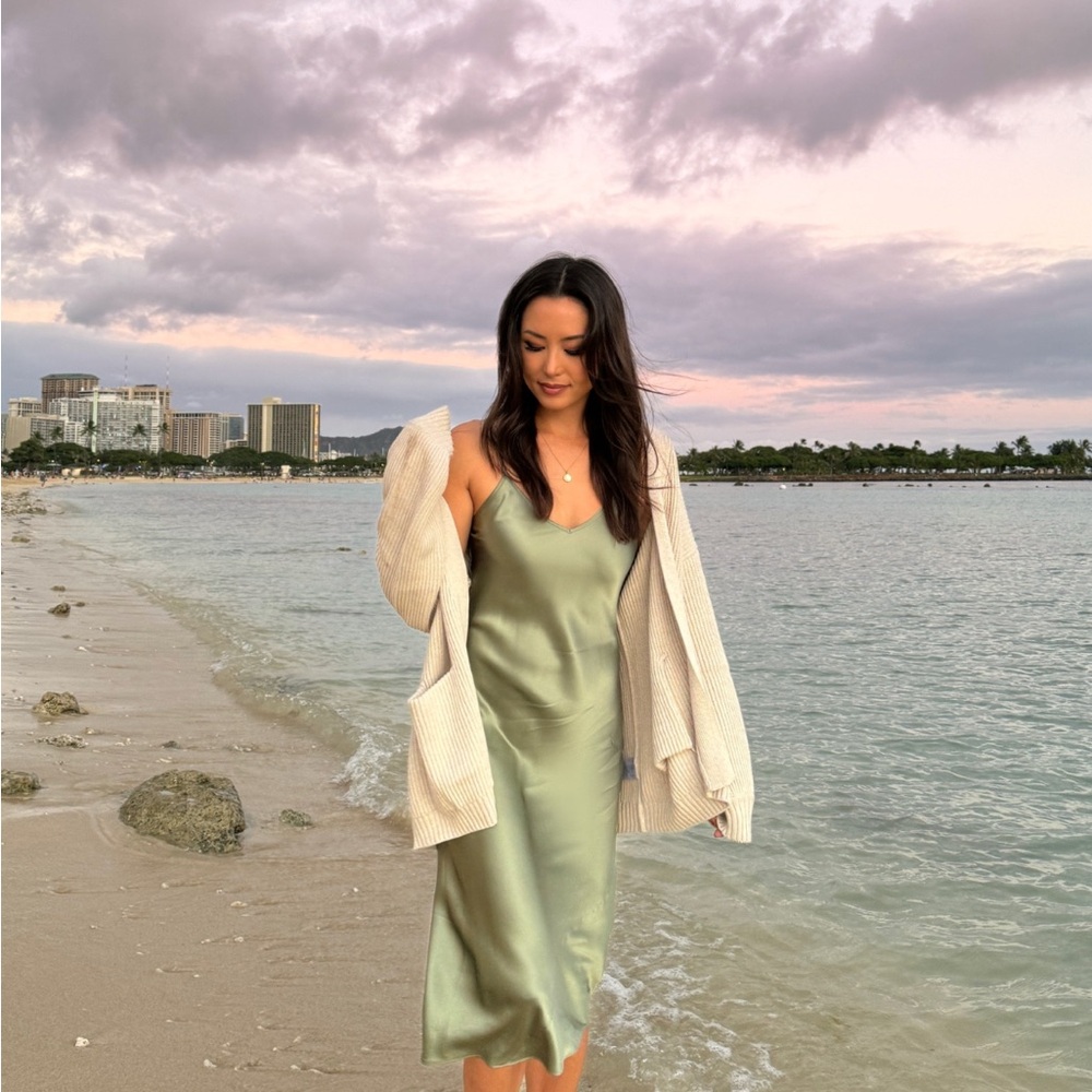 Quince Silky Olive Midi Dress